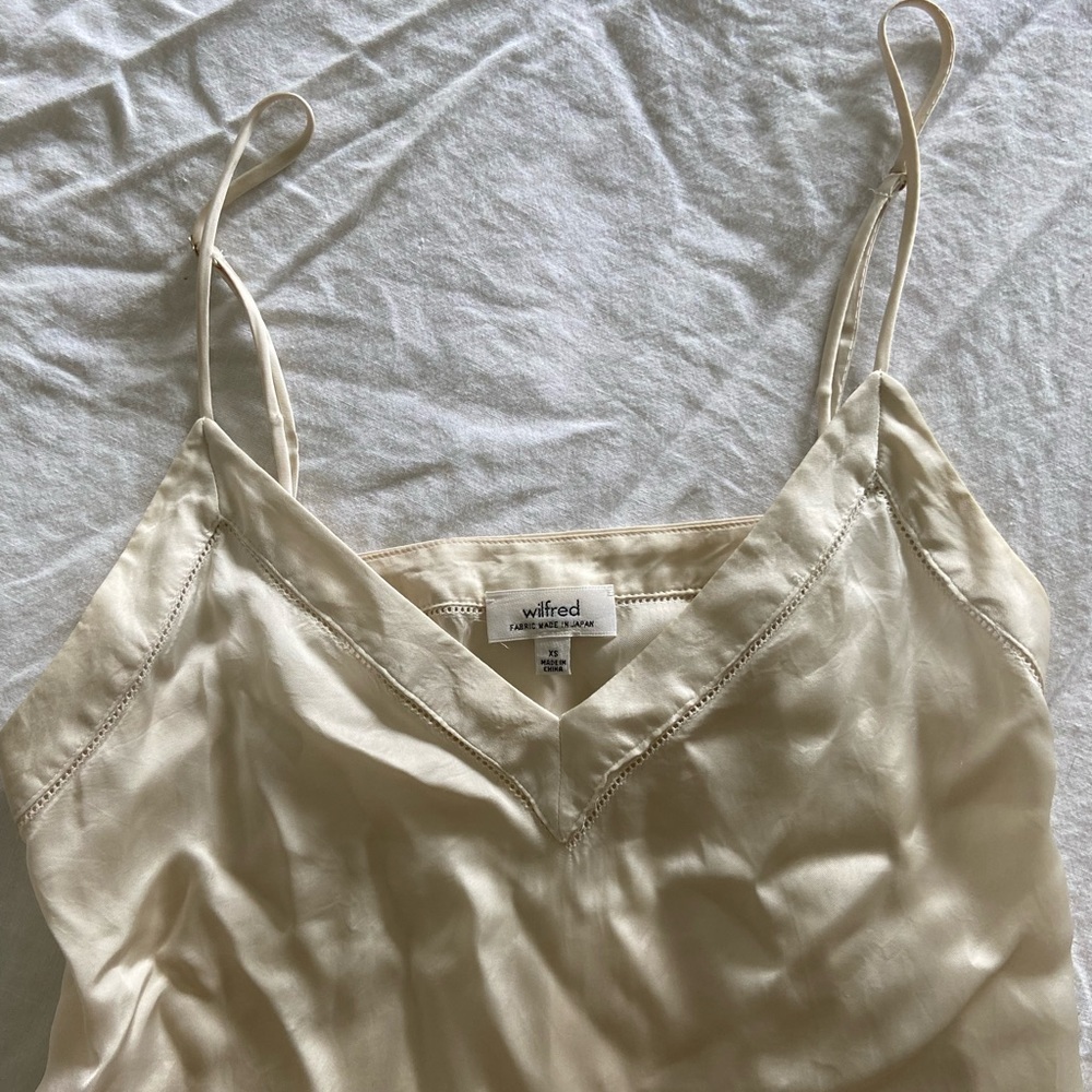 100% Silk Wilfred blouse — champagne colour